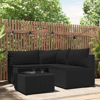Thumbnail for 4-tlg. Garten-Lounge-Set mit Kissen Schwarz Poly Rattan