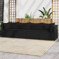 Thumbnail for 4-tlg. Garten-Lounge-Set mit Kissen Schwarz Poly Rattan