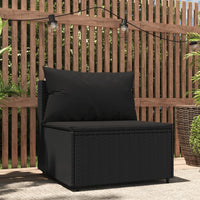 Thumbnail for Garten-Mittelsofa mit Kissen Schwarz Poly Rattan