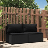 Thumbnail for Garten-Mittelsofas mit Kissen 2 Stk. Schwarz Poly Rattan