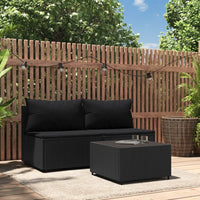 Thumbnail for 3-tlg. Garten-Lounge-Set mit Kissen Schwarz Poly Rattan