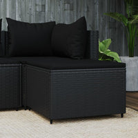 Thumbnail for Gartenhocker mit Kissen Schwarz Poly Rattan