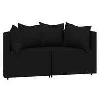 Thumbnail for Garten-Ecksofas mit Kissen 2 Stk. Schwarz Poly Rattan