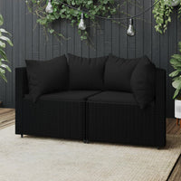 Thumbnail for Garten-Ecksofas mit Kissen 2 Stk. Schwarz Poly Rattan