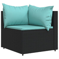 Thumbnail for Garten-Ecksofa mit Kissen Schwarz Poly Rattan