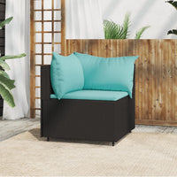 Thumbnail for Garten-Ecksofa mit Kissen Schwarz Poly Rattan