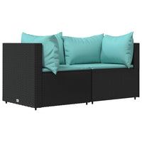 Thumbnail for 3-tlg. Garten-Lounge-Set mit Kissen Schwarz Poly Rattan