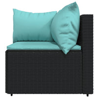 Thumbnail for 3-tlg. Garten-Lounge-Set mit Kissen Schwarz Poly Rattan