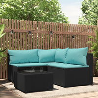 Thumbnail for 4-tlg. Garten-Lounge-Set mit Kissen Schwarz Poly Rattan