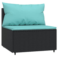 Thumbnail for Garten-Mittelsofa mit Kissen Schwarz Poly Rattan