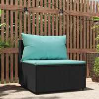 Thumbnail for Garten-Mittelsofa mit Kissen Schwarz Poly Rattan
