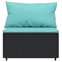 Thumbnail for 3-tlg. Garten-Lounge-Set mit Kissen Schwarz Poly Rattan