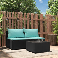 Thumbnail for 3-tlg. Garten-Lounge-Set mit Kissen Schwarz Poly Rattan