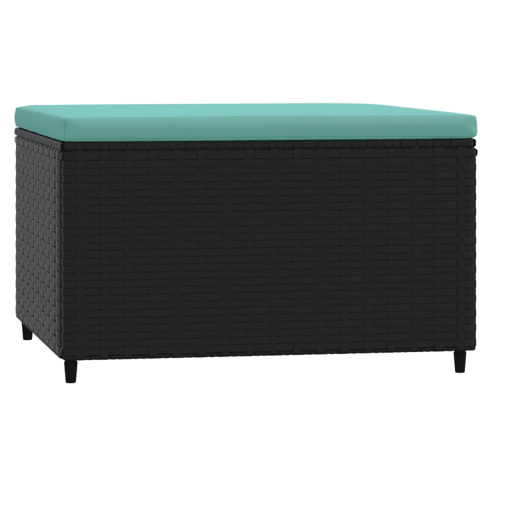 Gartenhocker mit Kissen Schwarz Poly Rattan