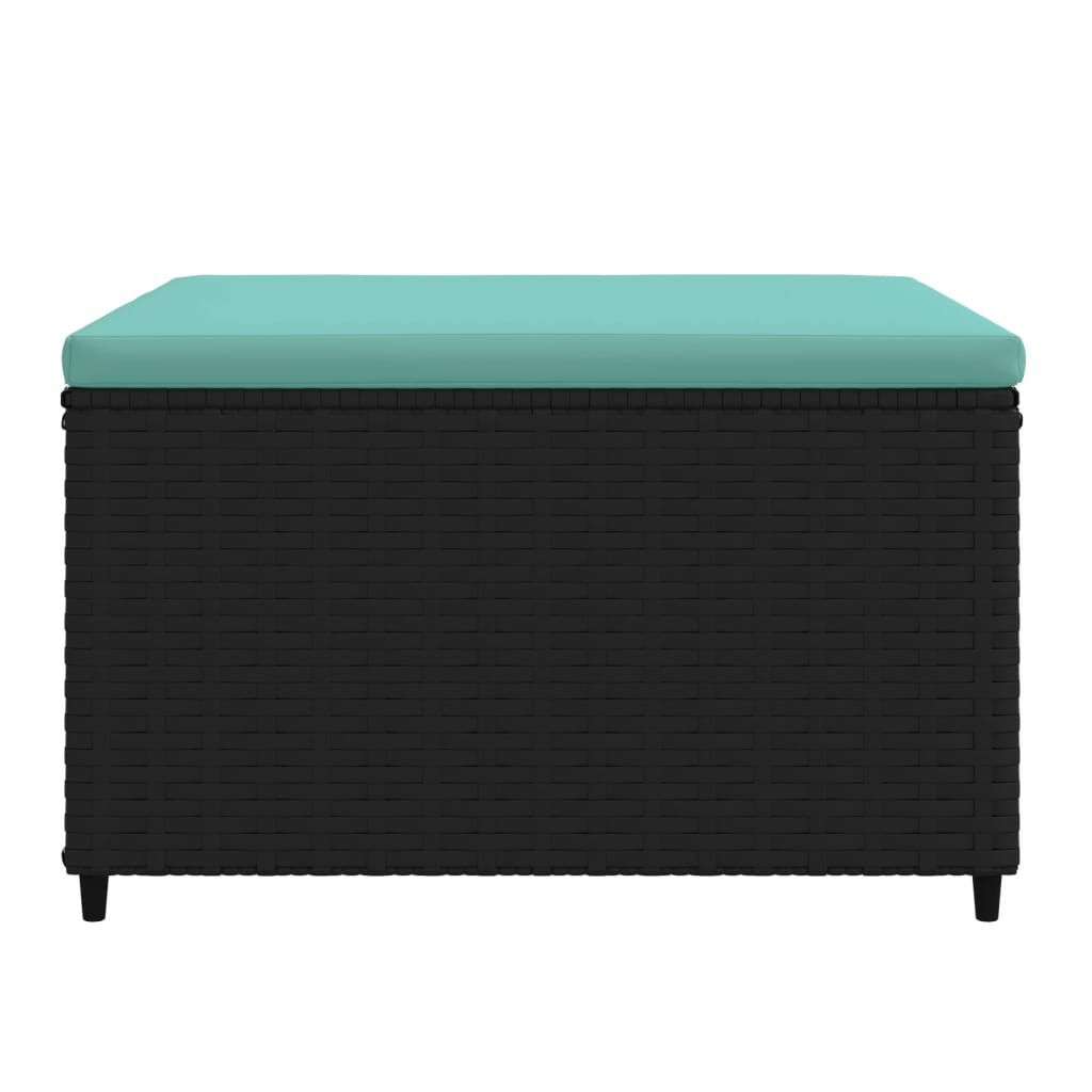 Gartenhocker mit Kissen 2 Stk. Schwarz Poly Rattan