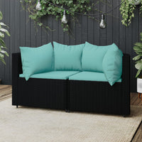 Thumbnail for Garten-Ecksofas mit Kissen 2 Stk. Schwarz Poly Rattan