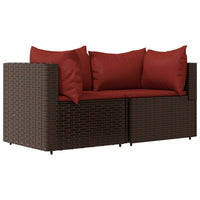 Thumbnail for Garten-Ecksofas mit Kissen 2 Stk. Braun Poly Rattan