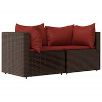 Thumbnail for 3-tlg. Garten-Lounge-Set mit Kissen Braun Poly Rattan