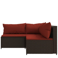 Thumbnail for 3-tlg. Garten-Lounge-Set mit Kissen Braun Poly Rattan