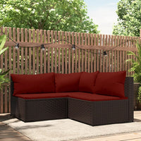 Thumbnail for 3-tlg. Garten-Lounge-Set mit Kissen Braun Poly Rattan