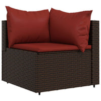 Thumbnail for 3-tlg. Garten-Lounge-Set mit Kissen Braun Poly Rattan