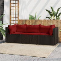 Thumbnail for 3-tlg. Garten-Lounge-Set mit Kissen Braun Poly Rattan