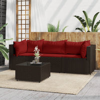 Thumbnail for 4-tlg. Garten-Lounge-Set mit Kissen Braun Poly Rattan