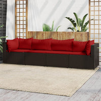 Thumbnail for 4-tlg. Garten-Lounge-Set mit Kissen Braun Poly Rattan