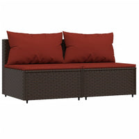 Thumbnail for Garten-Mittelsofas mit Kissen 2 Stk. Braun Poly Rattan