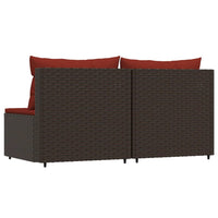 Thumbnail for Garten-Mittelsofas mit Kissen 2 Stk. Braun Poly Rattan