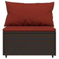 Thumbnail for Garten-Mittelsofas mit Kissen 2 Stk. Braun Poly Rattan
