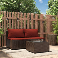 Thumbnail for 3-tlg. Garten-Lounge-Set mit Kissen Braun Poly Rattan