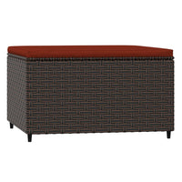 Thumbnail for Gartenhocker mit Kissen Braun Poly Rattan