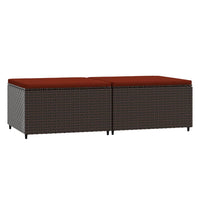 Thumbnail for Gartenhocker mit Kissen 2 Stk. Braun Poly Rattan