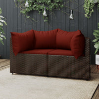 Thumbnail for Garten-Ecksofas mit Kissen 2 Stk. Braun Poly Rattan