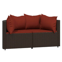 Thumbnail for 3-tlg. Garten-Lounge-Set mit Kissen Braun Poly Rattan