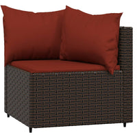 Thumbnail for 3-tlg. Garten-Lounge-Set mit Kissen Braun Poly Rattan