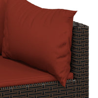 Thumbnail for 3-tlg. Garten-Lounge-Set mit Kissen Braun Poly Rattan