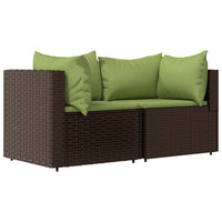 Thumbnail for Garten-Ecksofas mit Kissen 2 Stk. Braun Poly Rattan