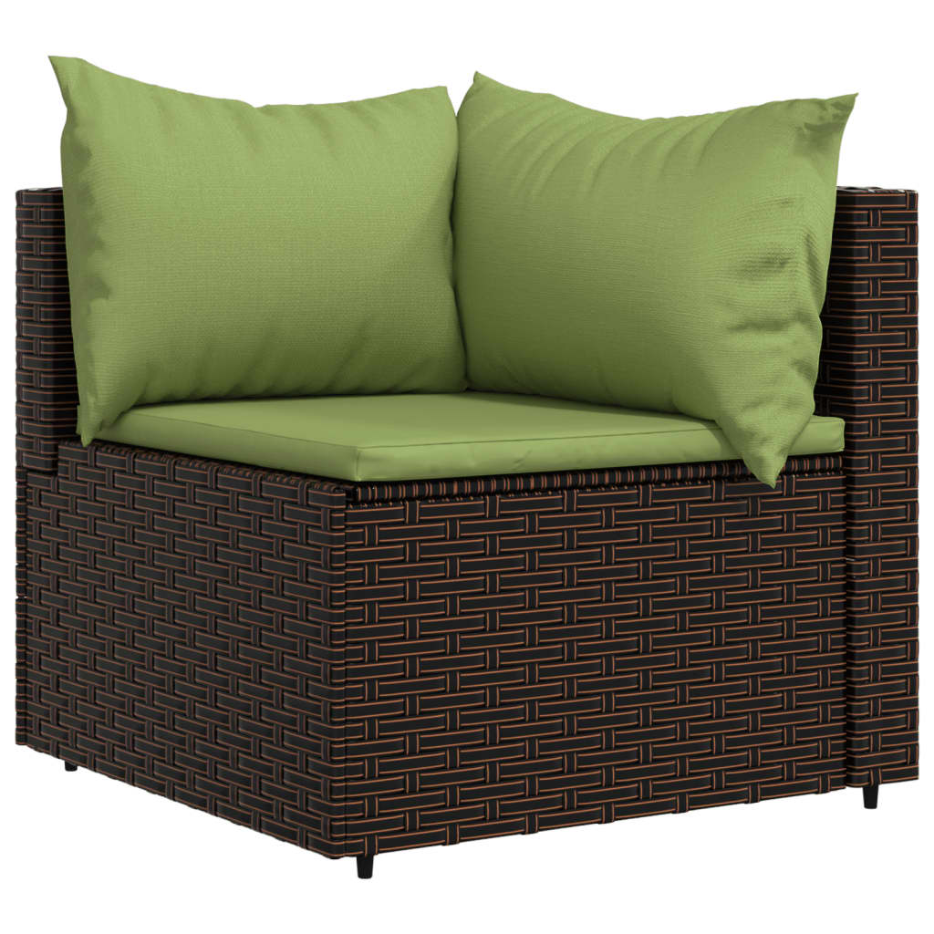Garten-Ecksofas mit Kissen 2 Stk. Braun Poly Rattan