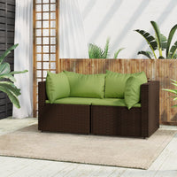 Thumbnail for Garten-Ecksofas mit Kissen 2 Stk. Braun Poly Rattan