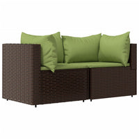 Thumbnail for 3-tlg. Garten-Lounge-Set mit Kissen Braun Poly Rattan