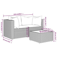 Thumbnail for 3-tlg. Garten-Lounge-Set mit Kissen Braun Poly Rattan