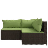 Thumbnail for 3-tlg. Garten-Lounge-Set mit Kissen Braun Poly Rattan