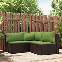 Thumbnail for 3-tlg. Garten-Lounge-Set mit Kissen Braun Poly Rattan