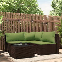 Thumbnail for 4-tlg. Garten-Lounge-Set mit Kissen Braun Poly Rattan