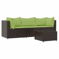 Thumbnail for 4-tlg. Garten-Lounge-Set mit Kissen Braun Poly Rattan
