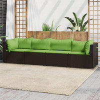 Thumbnail for 4-tlg. Garten-Lounge-Set mit Kissen Braun Poly Rattan