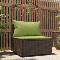 Thumbnail for Garten-Mittelsofa mit Kissen Braun Poly Rattan