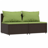 Thumbnail for Garten-Mittelsofas mit Kissen 2 Stk. Braun Poly Rattan
